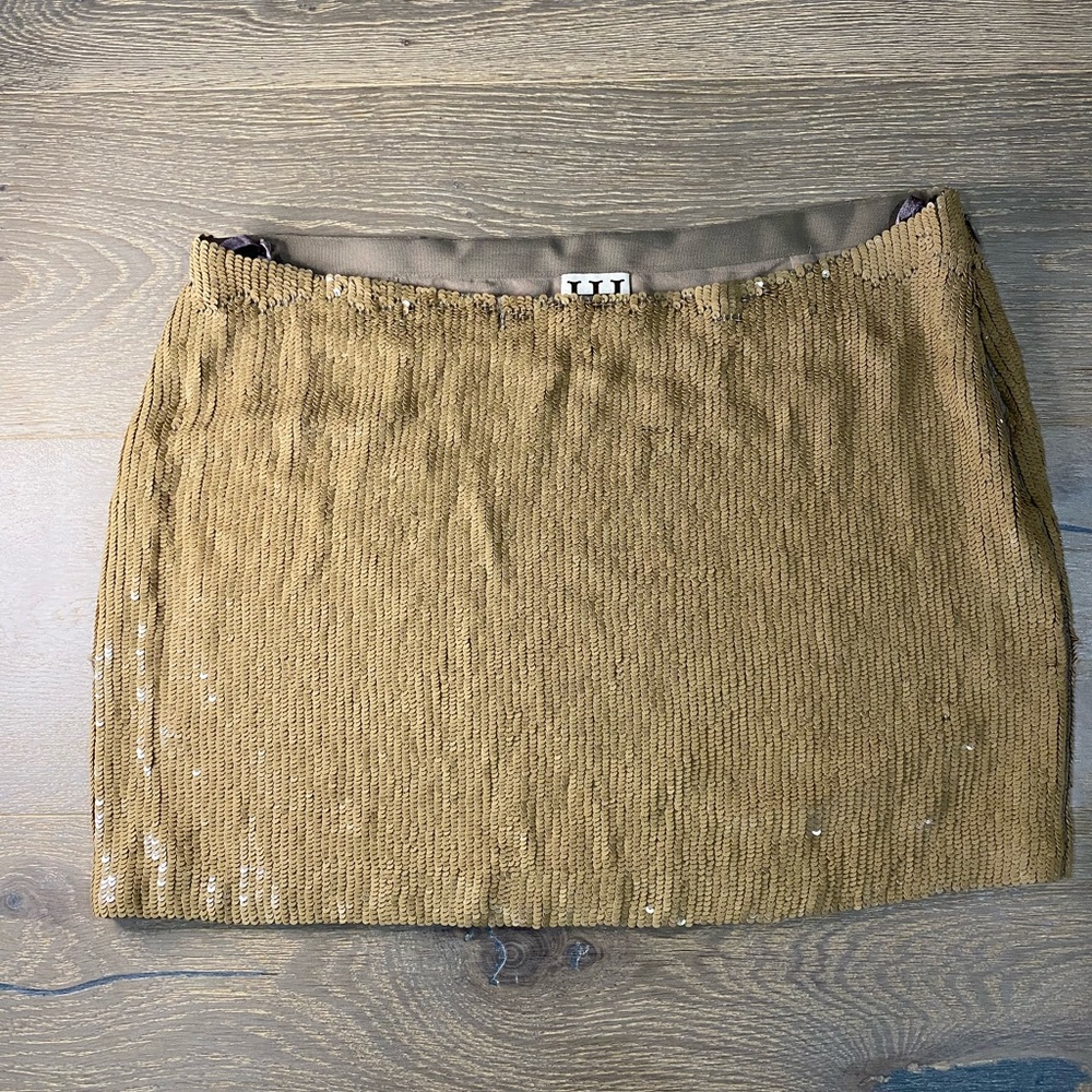 Haute Hippie Nude Sequin Mini Skirt S
